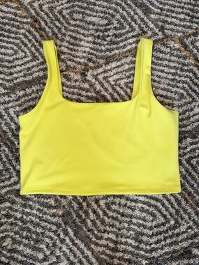 Express Body Contour Women’s Neon Yellow Square-Neck Crop Tank Top Sz L NWOT